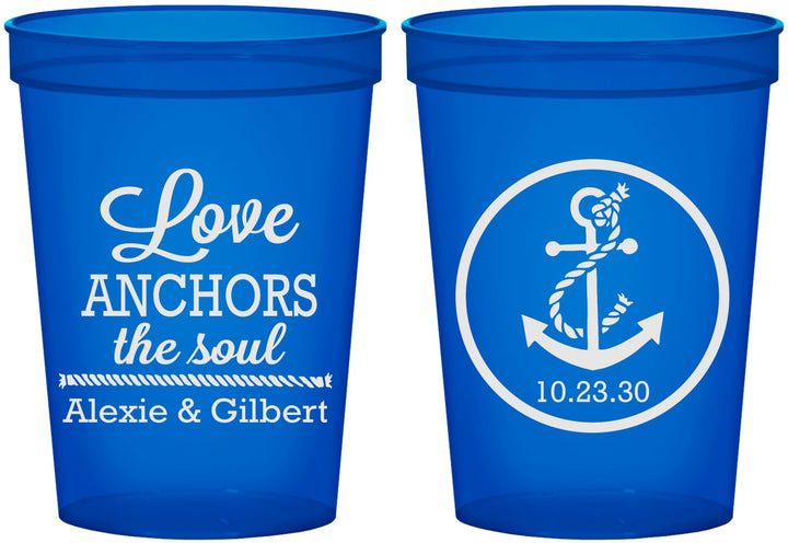 Custom Wedding 16 oz Translucent Cups - Love Anchors The Soul | 440