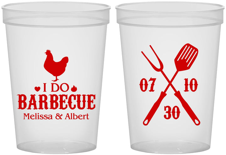 Custom Wedding 16 oz Translucent Cups - I Do Barbecue Bbq | 445