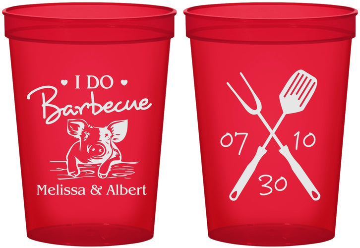 Custom Wedding 16 oz Translucent Cups - I Do Barbecue Bbq | 446