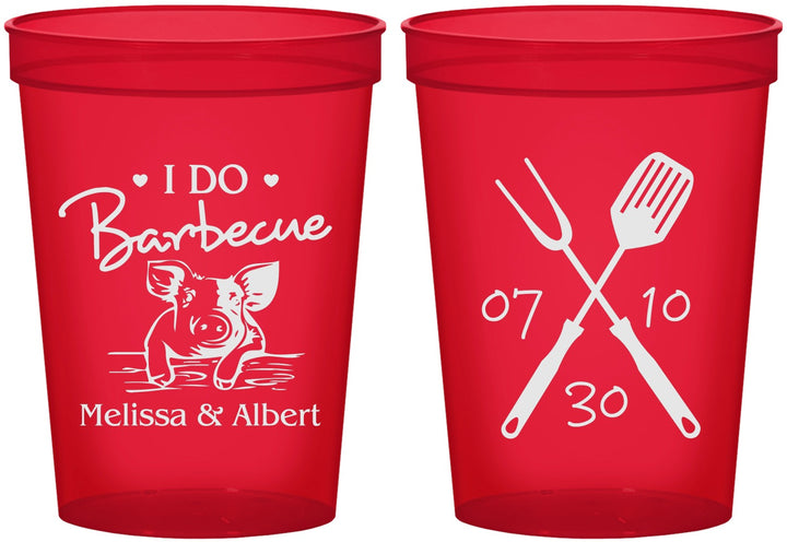 Custom Wedding 16 oz Translucent Cups - I Do Barbecue Bbq | 446
