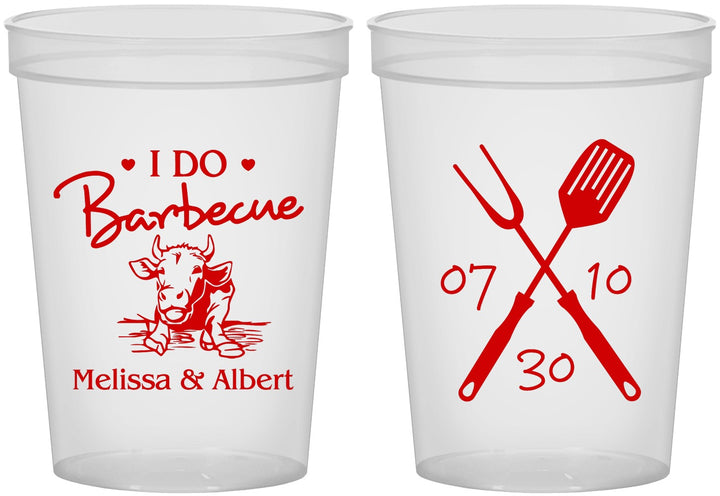 Custom Wedding 16 oz Translucent Cups - I Do Barbecue Bbq | 447