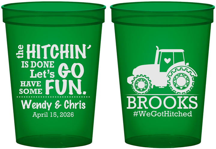 Custom Wedding 16 oz Translucent Cups - Tractor Hitchin | 448