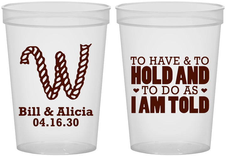 Custom Wedding 16 oz Translucent Cups - To Have And To Hold | 449