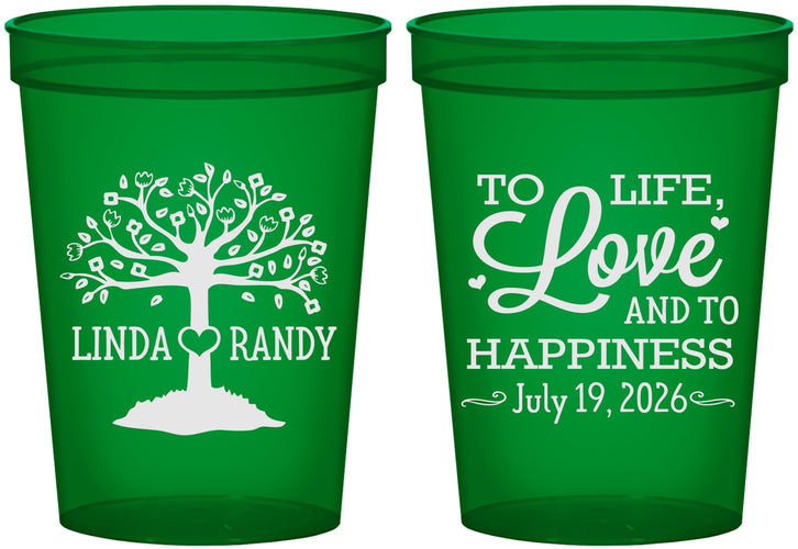 Custom Wedding 16 oz Translucent Cups - Love And Happiness | 451