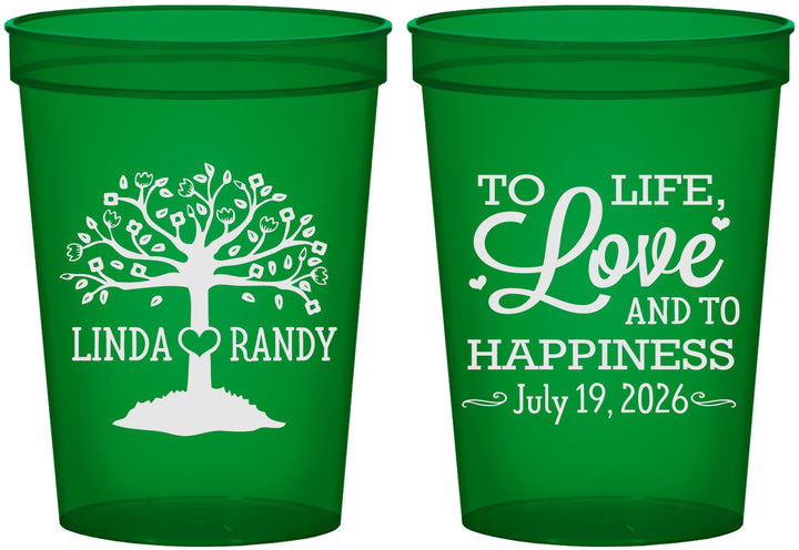 Custom Wedding 16 oz Translucent Cups - Love And Happiness | 451