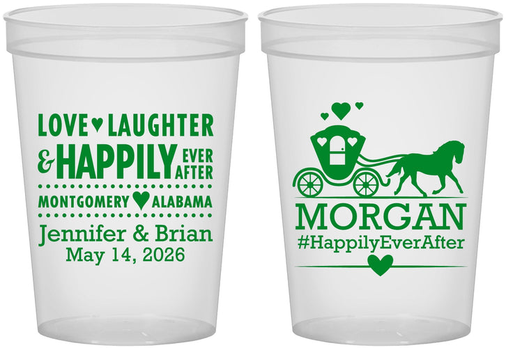 Custom Wedding 16 oz Translucent Cups - Happily Ever After | 452
