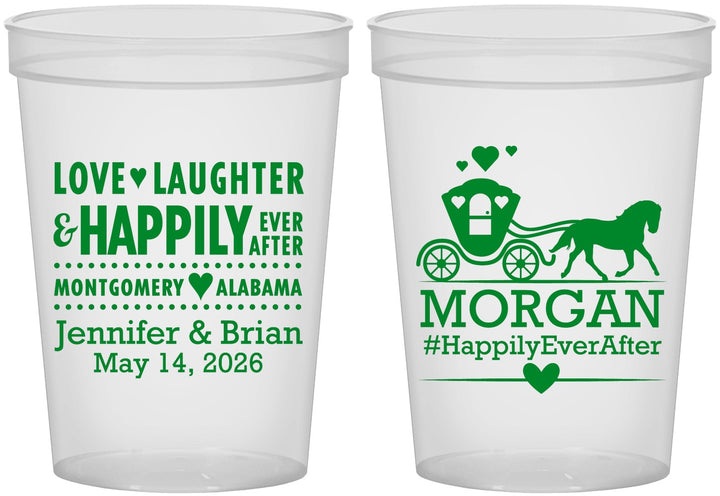 Custom Wedding 16 oz Translucent Cups - Happily Ever After | 452