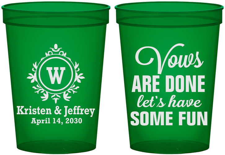 Custom Wedding 16 oz Translucent Cups - Monogrammed | 462