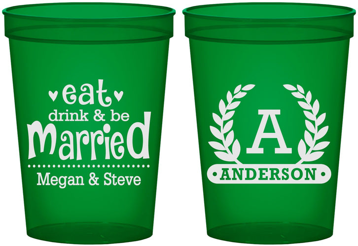 Custom Wedding 16 oz Translucent Cups - Monogram | 464