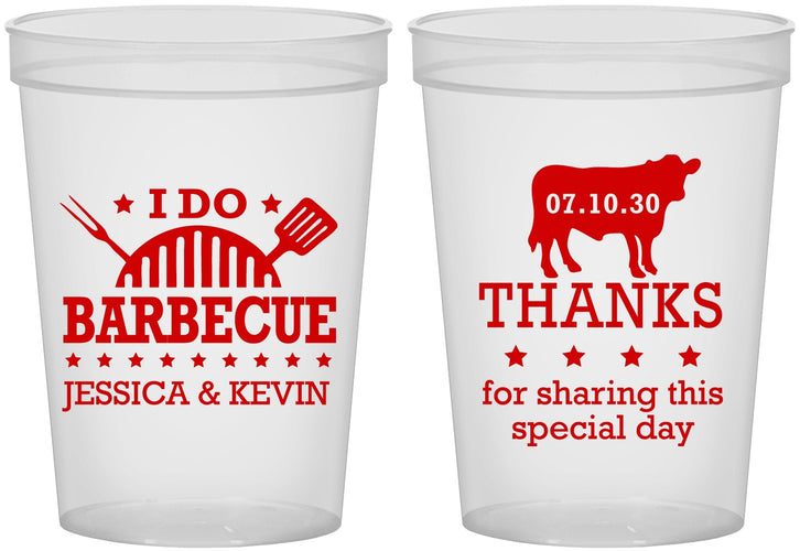Custom Wedding 16 oz Translucent Cups - I Do Barbecue Bbq | 468