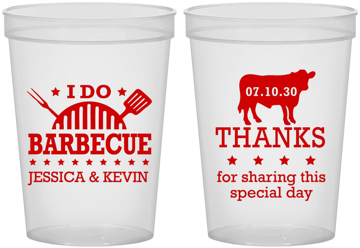 Custom Wedding 16 oz Translucent Cups - I Do Barbecue Bbq | 468