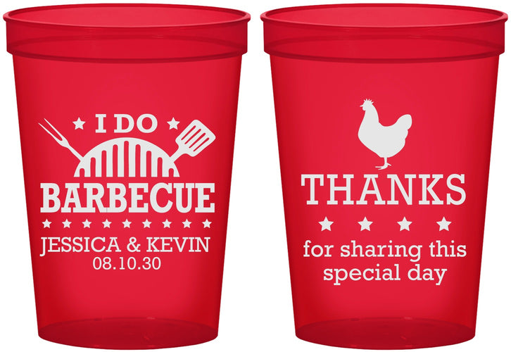 Custom Wedding 16 oz Translucent Cups - I Do Barbecue Bbq | 469