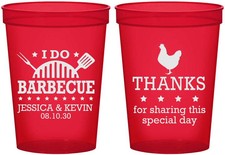 Custom Wedding 16 oz Translucent Cups - I Do Barbecue Bbq | 469
