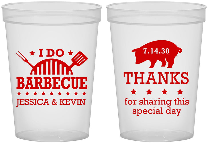 Custom Wedding 16 oz Translucent Cups - I Do Barbecue Bbq | 470