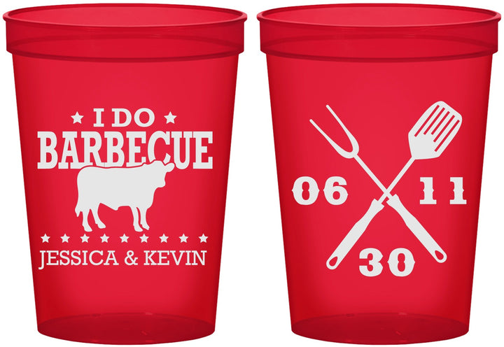 Custom Wedding 16 oz Translucent Cups - I Do Barbecue Bbq | 471