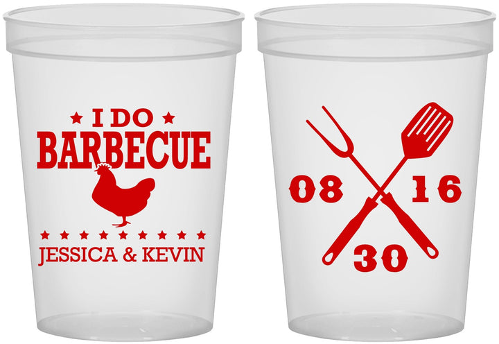 Custom Wedding 16 oz Translucent Cups - I Do Barbecue Bbq | 472