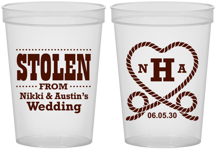 Custom Wedding 16 oz Translucent Cups - Stolen Monogram | 474