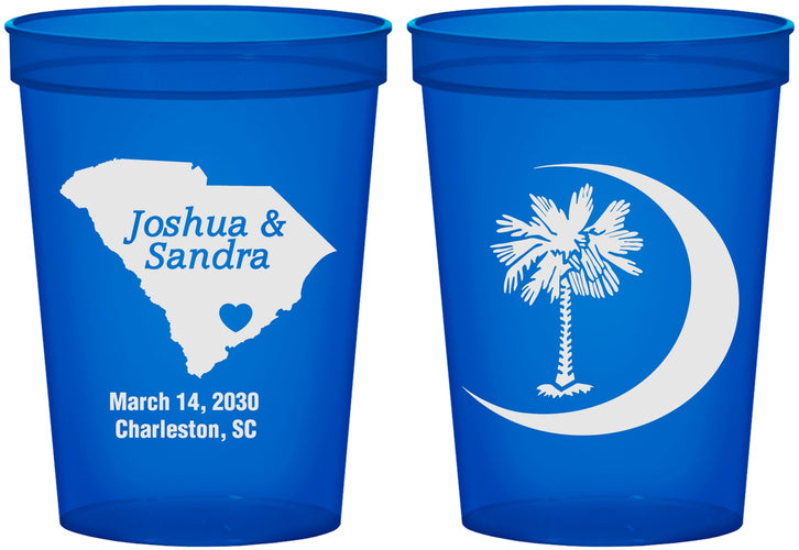 Custom Wedding 16 oz Translucent Cups - Palmetto Tree | 475