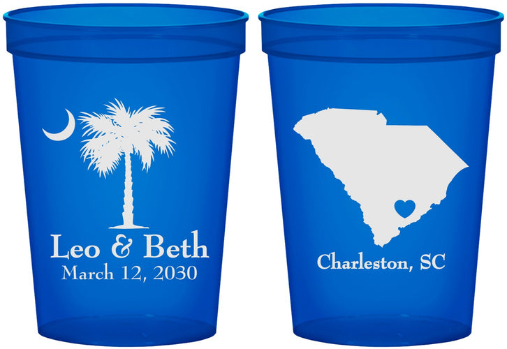 Custom Wedding 16 oz Translucent Cups - Palmetto Tree | 476