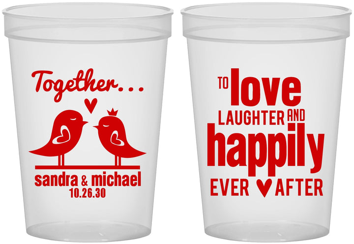 Custom Wedding 16 oz Translucent Cups - Happily Ever After | 480