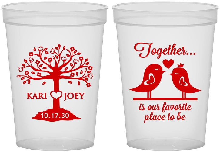 Custom Wedding 16 oz Translucent Cups - Love Birds | 481