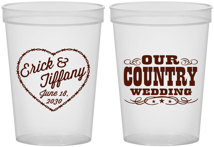 Custom Wedding 16 oz Translucent Cups - Country Wedding | 484