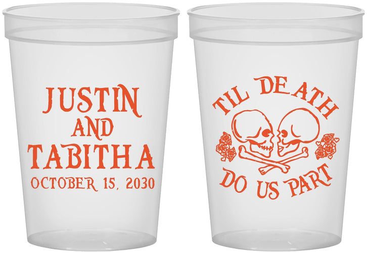 Custom Wedding 16 oz Translucent Cups - Til Death Do Us Part | 485