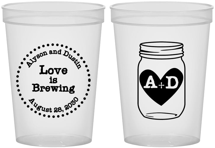 Custom Wedding 16 oz Translucent Cups - Love Is Brewing | 486