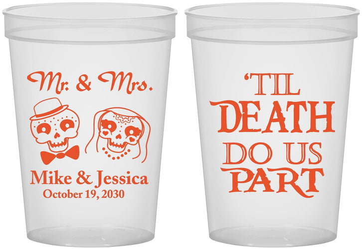 Custom Wedding 16 oz Translucent Cups - Til Death Do Us Part | 487