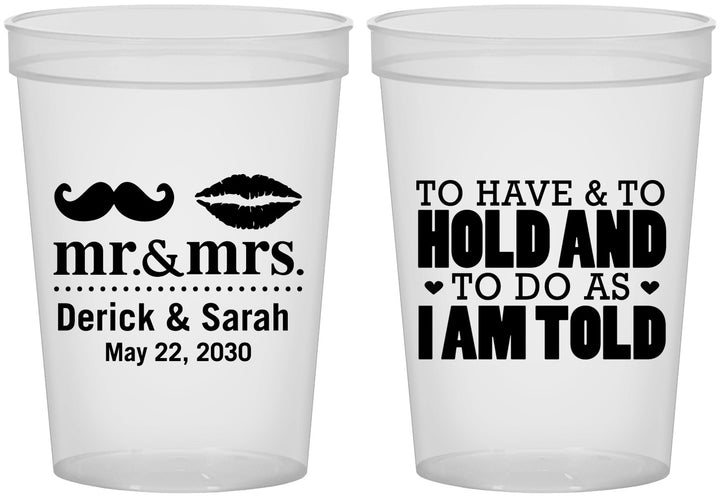 Custom Wedding 16 oz Translucent Cups - To Have And To Hold | 491