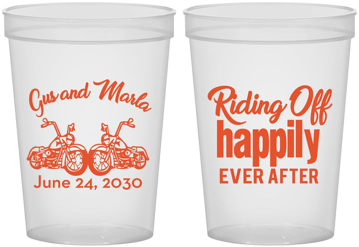 Custom Wedding 16 oz Translucent Cups - Motorcycle | 493