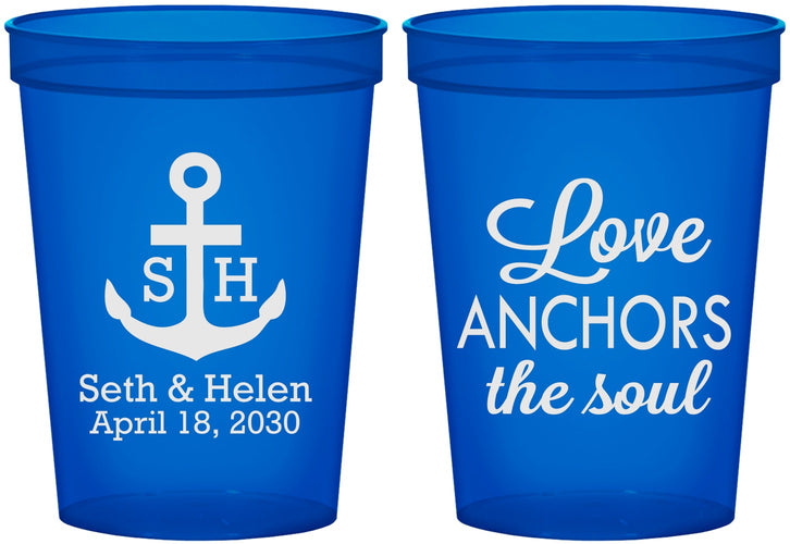 Custom Wedding 16 oz Translucent Cups - Love Anchors The Soul | 494