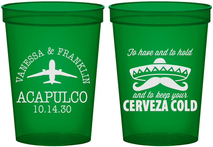 Custom Wedding 16 oz Translucent Cups - Destination | 496