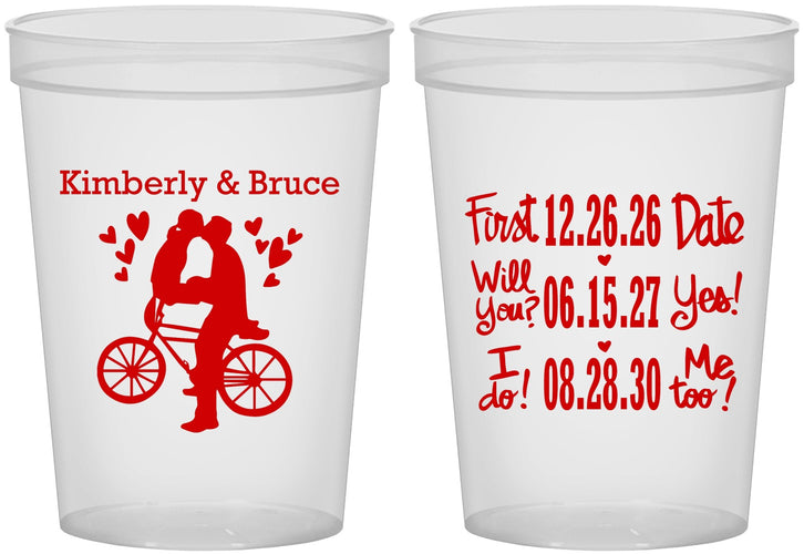 Custom Wedding 16 oz Translucent Cups - First Date Will You I Do | 497