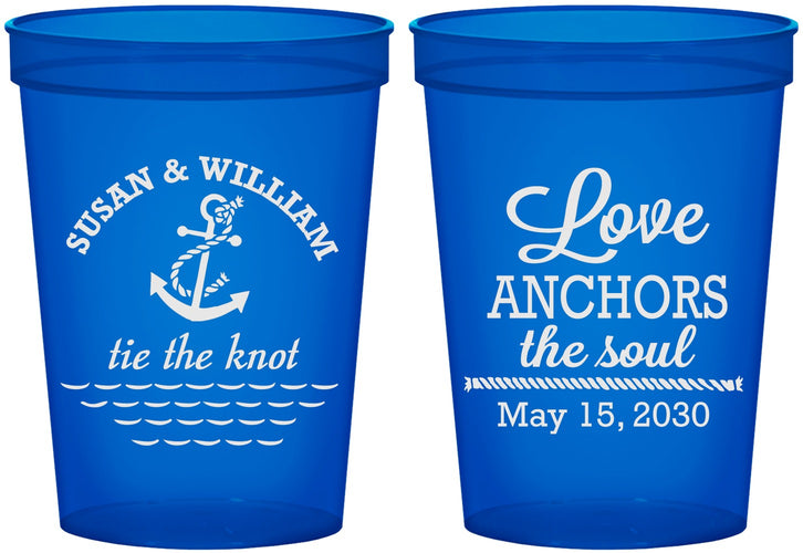 Custom Wedding 16 oz Translucent Cups - Love Anchors The Soul | 498