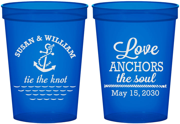 Custom Wedding 16 oz Translucent Cups - Love Anchors The Soul | 498