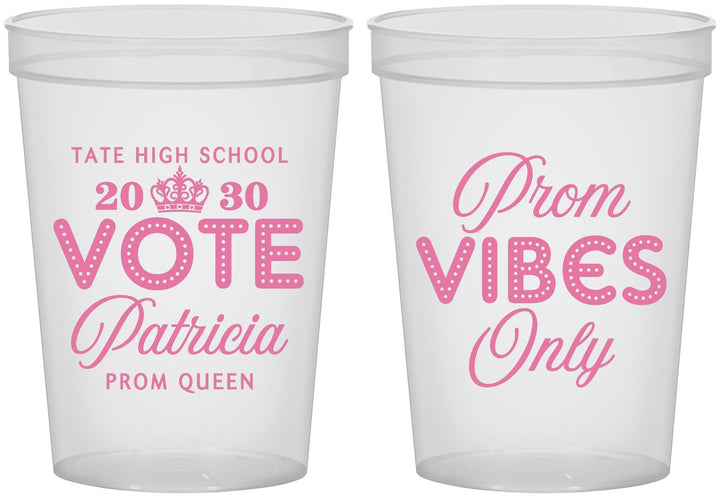 Custom Prom 16 oz Translucent Cups - Queen Vote | 50017