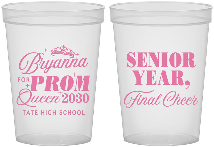 Custom Prom 16 oz Translucent Cups - Queen Vote | 50018