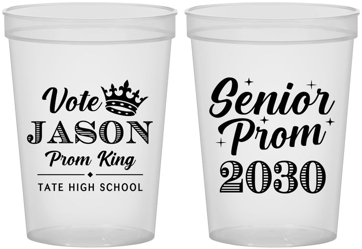 Custom Prom 16 oz Translucent Cups - King Vote | 50019
