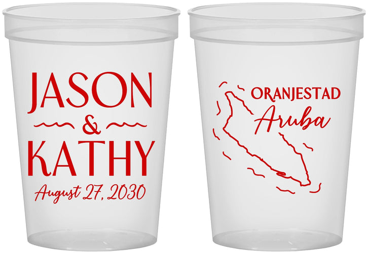 Custom Wedding 16 oz Translucent Cups - Aruba | 504