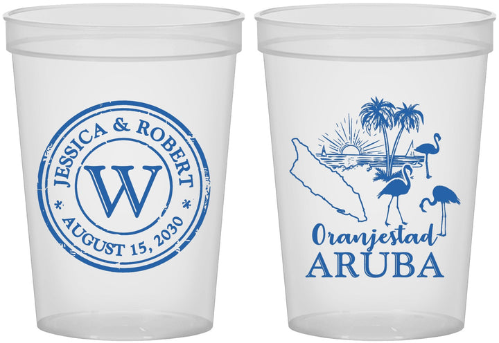 Custom Wedding 16 oz Translucent Cups - Aruba | 505