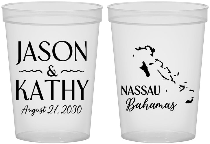 Custom Wedding 16 oz Translucent Cups - Bahamas | 506