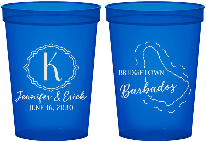 Custom Wedding 16 oz Translucent Cups - Barbados | 508