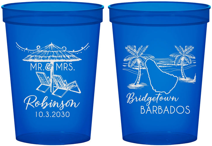 Custom Wedding 16 oz Translucent Cups - Barbados | 509