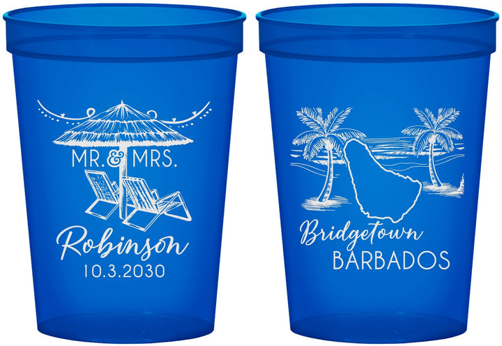Custom Wedding 16 oz Translucent Cups - Barbados | 509