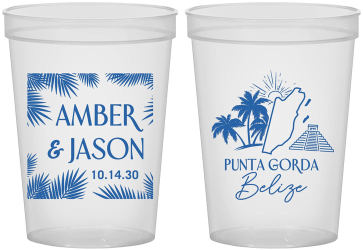 Custom Wedding 16 oz Translucent Cups - Belize | 511