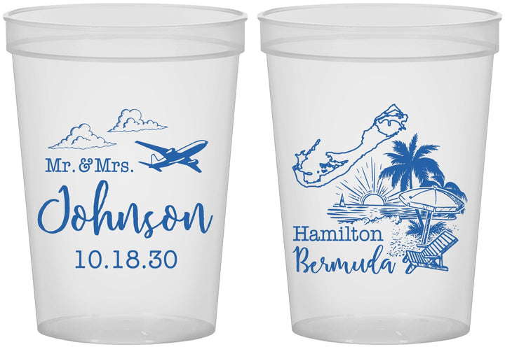 Custom Wedding 16 oz Translucent Cups - Bermuda | 513