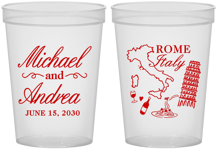 Custom Wedding 16 oz Translucent Cups - Italy | 515