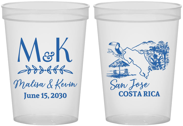 Custom Wedding 16 oz Translucent Cups - Costa Rica | 519