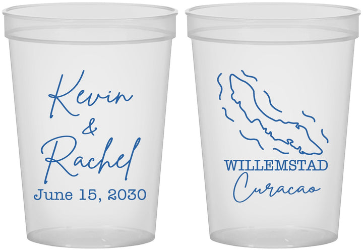 Custom Wedding 16 oz Translucent Cups - Curacao | 520